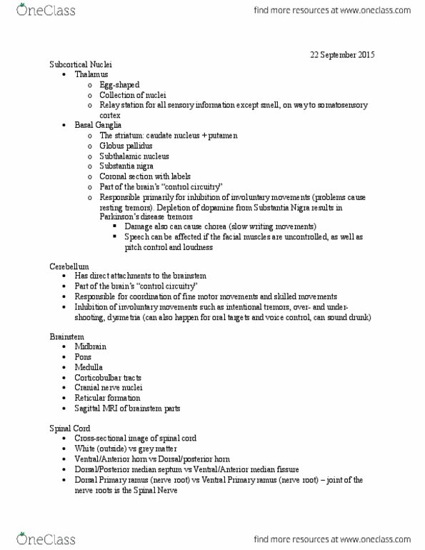 LING 2P90 Lecture Notes - Lecture 2: Substantia Nigra, Stapedius Muscle, Cranial Nerves thumbnail