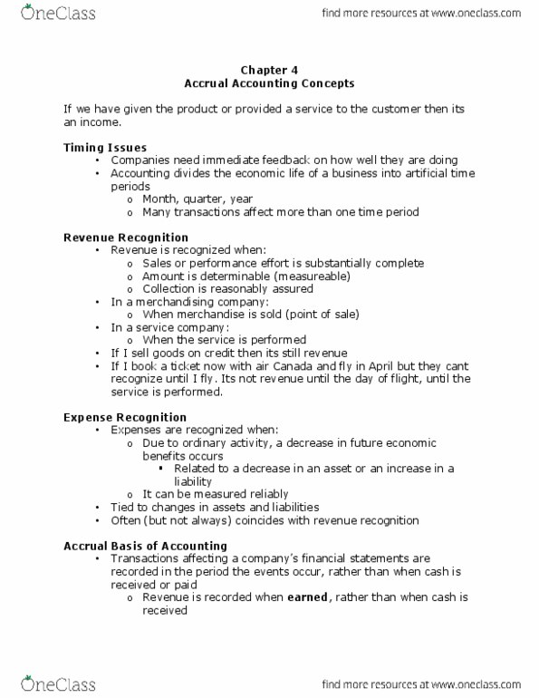 ADM 1340 Chapter Notes - Chapter 4: Deferral, Accrual, Financial Statement thumbnail