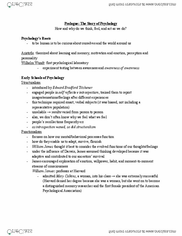 PSY 1101 Chapter Prologue: The Story of Psychology thumbnail