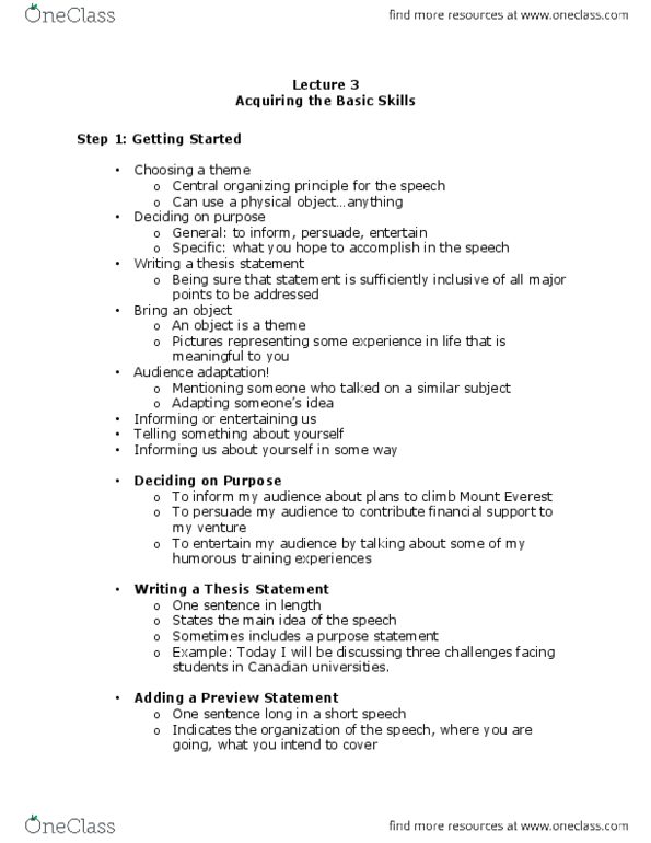 CMN 2135 Lecture Notes - Lecture 3: Mount Everest, Thesis Statement, List Of Universities In Canada thumbnail