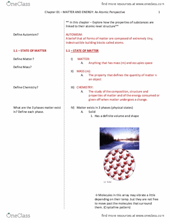 CHEM 1A Chapter Notes - Chapter 1: Ice Cream, Chemical Formula, Elution thumbnail