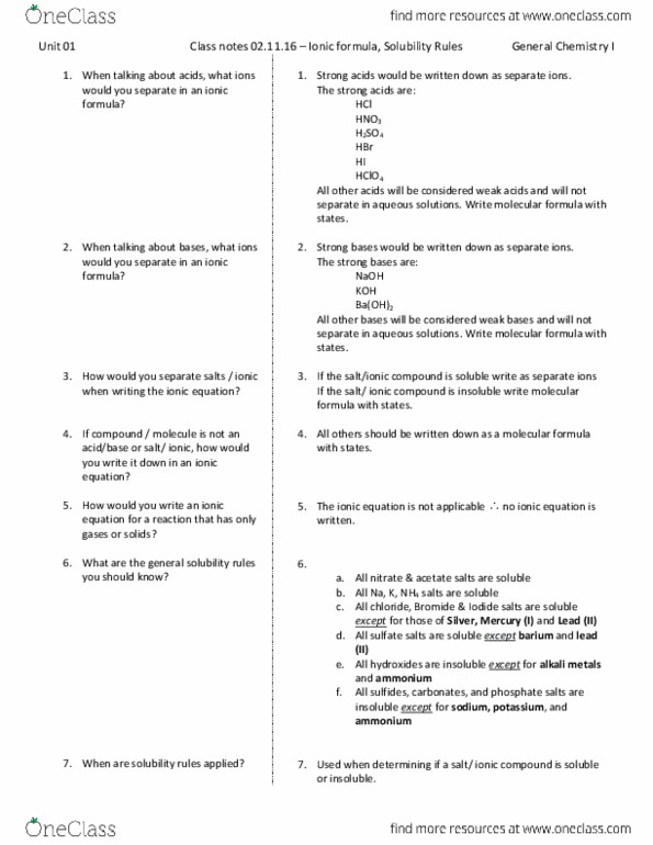 CHEM 1A Lecture Notes - Lecture 2: Ionic Compound, Chemical Equation, Chemical Formula thumbnail