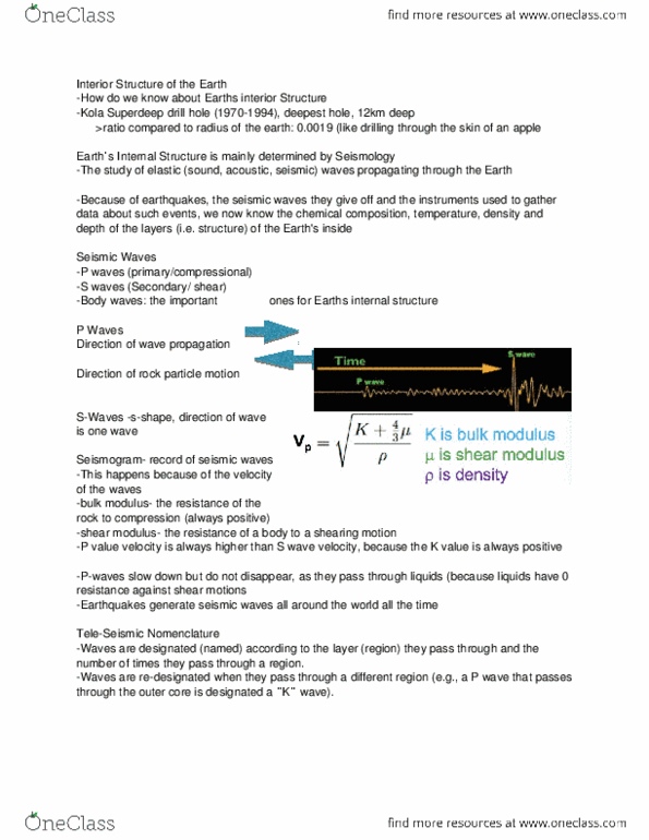 Earth Sciences 1023A/B Lecture Notes - Lecture 7: Shear Modulus, Bulk Modulus, Seismogram thumbnail