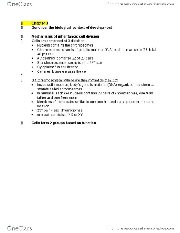 PSY 2105 Chapter Notes - Chapter 3: Quantitative Trait Locus, Genomic Imprinting, Allosome thumbnail