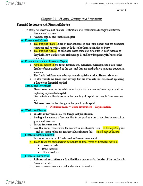ECON 2020U Lecture Notes - Lecture 4: Nominal Interest Rate, Real Interest Rate, Loanable Funds thumbnail