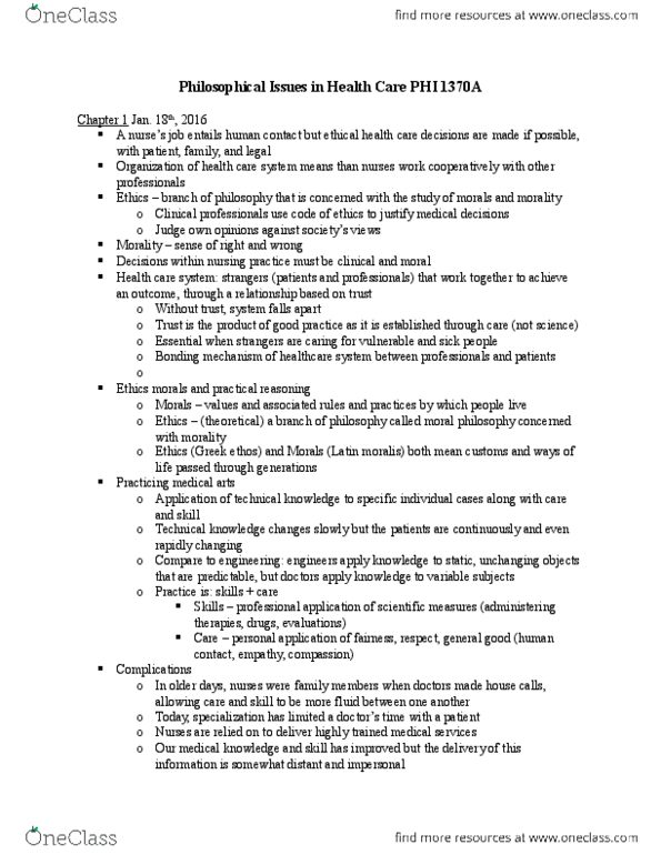 PHI 1370 Lecture Notes - Lecture 2: Health System, Ethical Dilemma, Applied Ethics thumbnail