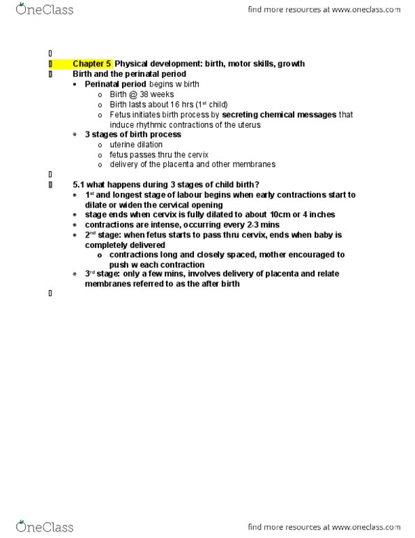 PSY 2105 Chapter Notes - Chapter 5: Prenatal Development, Primitive Reflexes, Muscle Tone thumbnail