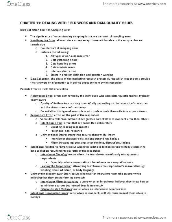 MKT 500 Chapter Notes - Chapter 11: Decision Rule, Data Analysis, Microsoft Excel thumbnail