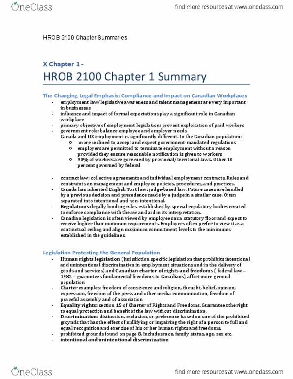 HROB 2100 Chapter 1-26: HROB 2100 Chapter Summaries PDF thumbnail