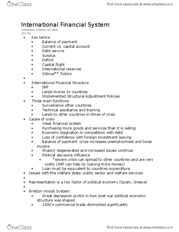 IDST 3100Y Lecture Notes - Lecture 3: Great Depression, Money Supply, General Agreement On Tariffs And Trade thumbnail