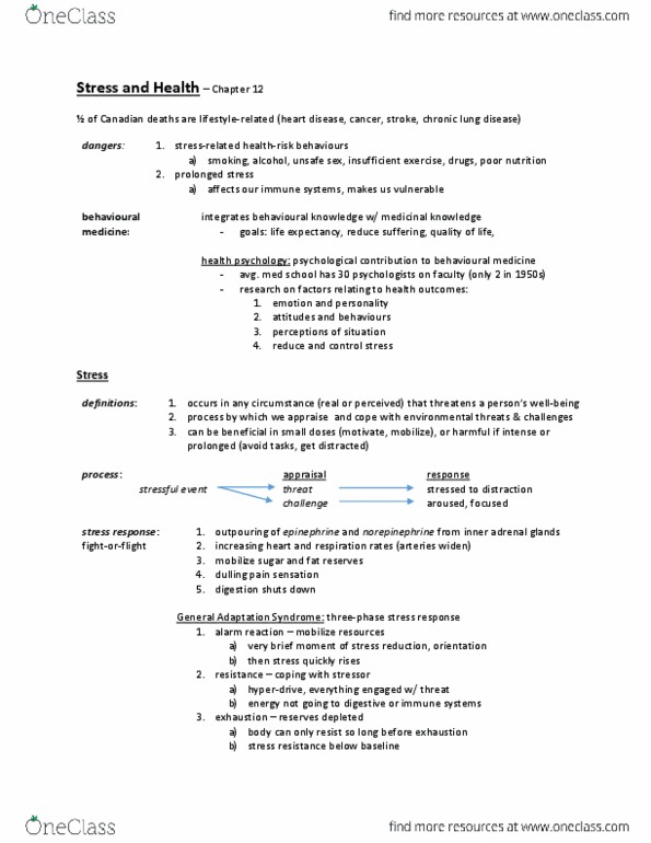 PSYC 102 Lecture Notes - Lecture 3: Coronary Artery Disease, Rush Hour, Telomere thumbnail