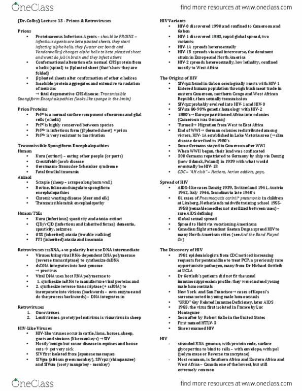 Microbiology and Immunology 3820A Lecture Notes - Lecture 19: Progressor, Vaginitis, Subtypes Of Hiv thumbnail