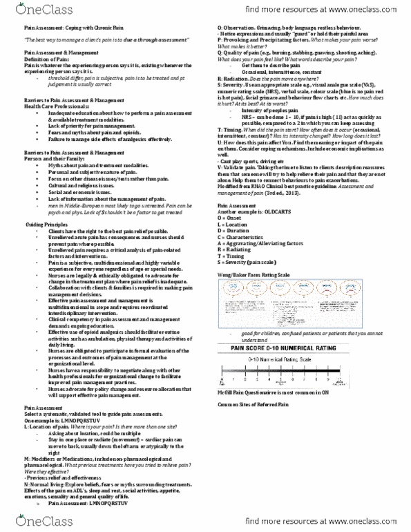 Nursing 1101W Lecture Notes - Lecture 7: Allodynia, Pethidine, Afferent Nerve Fiber thumbnail