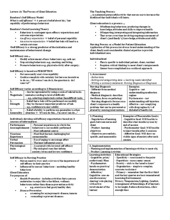 Nursing 1103W Lecture Notes - Lecture 16: Medical Diagnosis, Social Learning Theory, Individual Psychological Assessment thumbnail