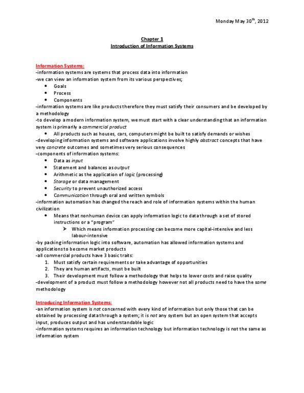 ITM 305 Chapter Notes - Chapter 1: Transaction Processing System, Printed Circuit Board, Fire Alarm System thumbnail