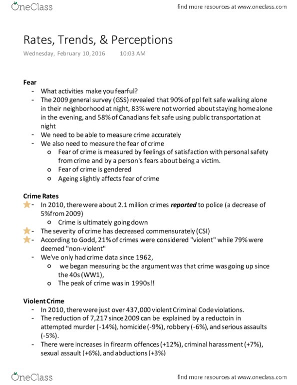 SOCI 327 Lecture Notes - Lecture 1: Motor Vehicle Theft, Technological Change, Homicide thumbnail