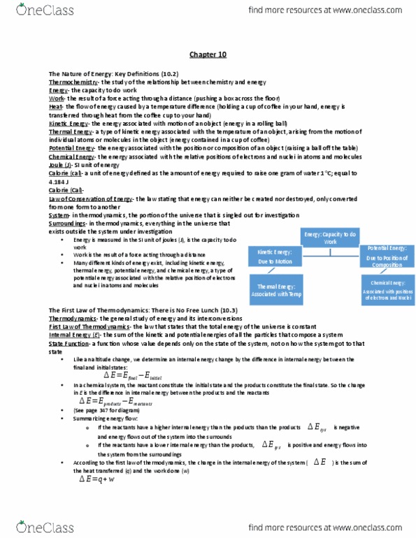 CHEM 101 Chapter Notes - Chapter 10: Joule, Exothermic Process, Liquefied Petroleum Gas thumbnail