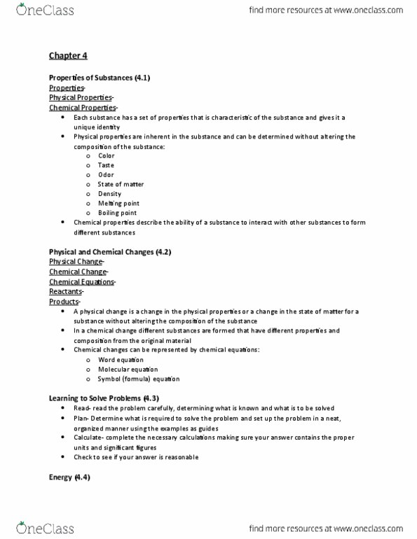 CHEM 111 Chapter Notes - Chapter 4: Potential Energy, Kinetic Energy, Junkers J 1 thumbnail