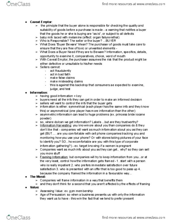 ARBUS202 Lecture Notes - Lecture 6: Sentimentality thumbnail