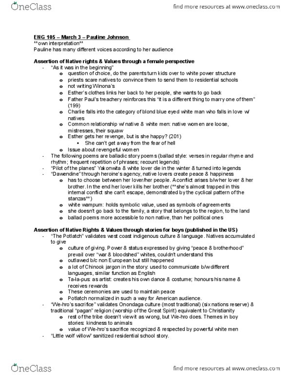 ENGL 105W Lecture Notes - Lecture 8: Siwash Rock, Cornplanter, Alexander Graham Bell thumbnail