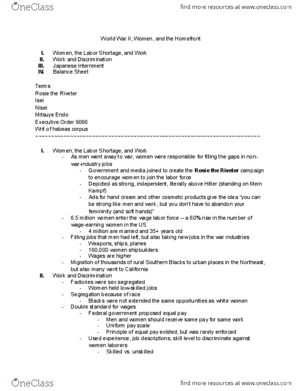 HIS 72B Lecture Notes - Lecture 11: Double Jeopardy, Executive Order 9066, Mein Kampf thumbnail