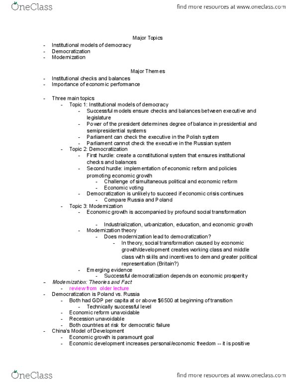 POL 2 Lecture Notes - Lecture 15: Modernization Theory thumbnail