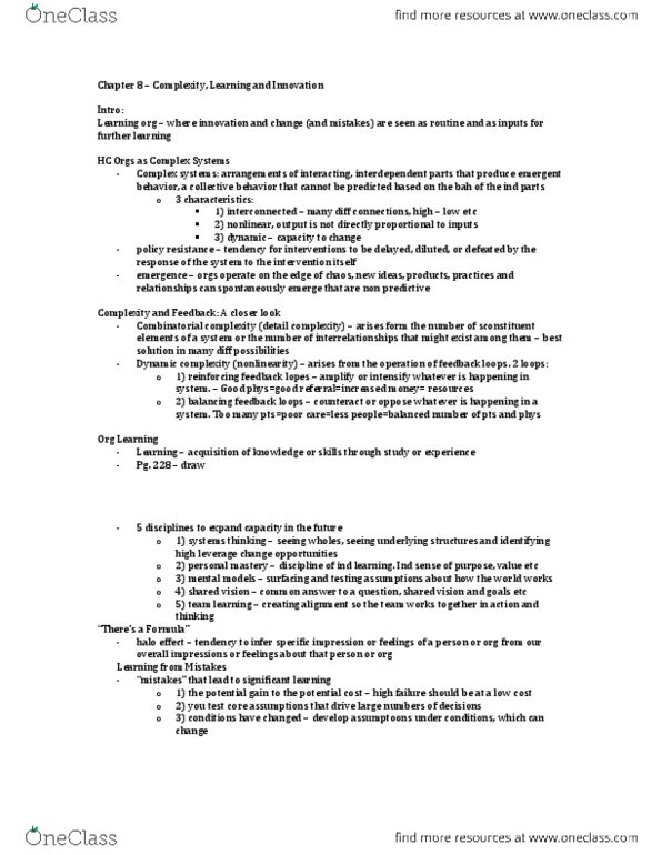 Health Sciences 3040A/B Chapter Notes - Chapter 8: Risk Aversion, Organizational Culture, Total Quality Management thumbnail