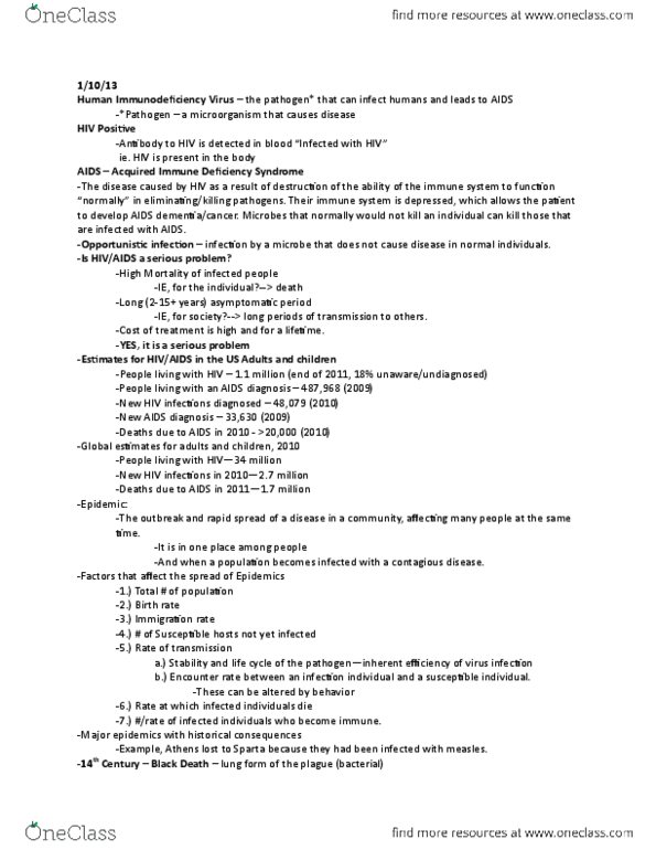 BIO SCI 45 Lecture Notes - Lecture 2: Blood Transfusion, Microbiological Culture, Pneumocystis Pneumonia thumbnail