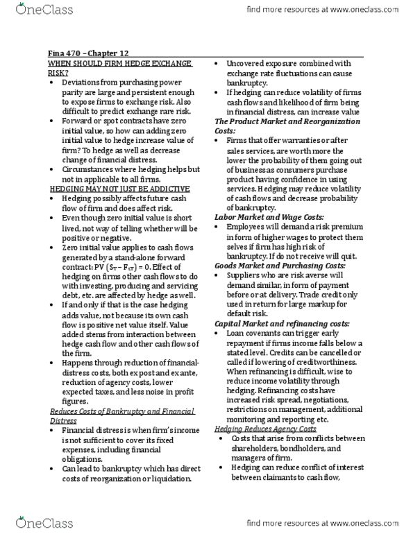 FINA 470 Lecture Notes - Lecture 10: Tax Shield, Net Present Value, Carry Back thumbnail