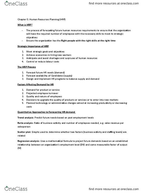 MHR 523 Lecture Notes - Lecture 5: Succession Planning, Layoff, Employee Retention thumbnail