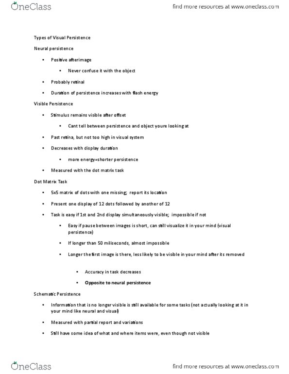 PSYCO258 Lecture Notes - Lecture 10: Free Recall, Afterimage, Retina thumbnail