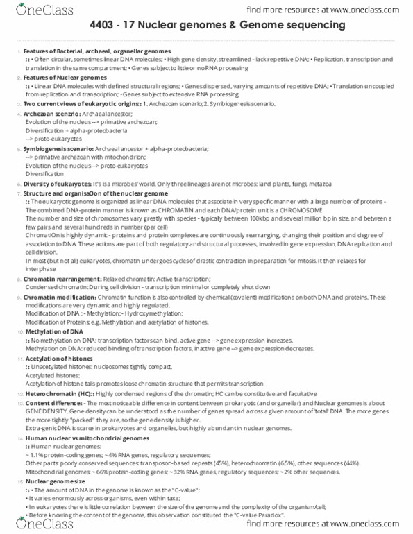 BIOC 4403 Lecture Notes - Lecture 17: Polysomy, Transposable Element, Protozoa thumbnail