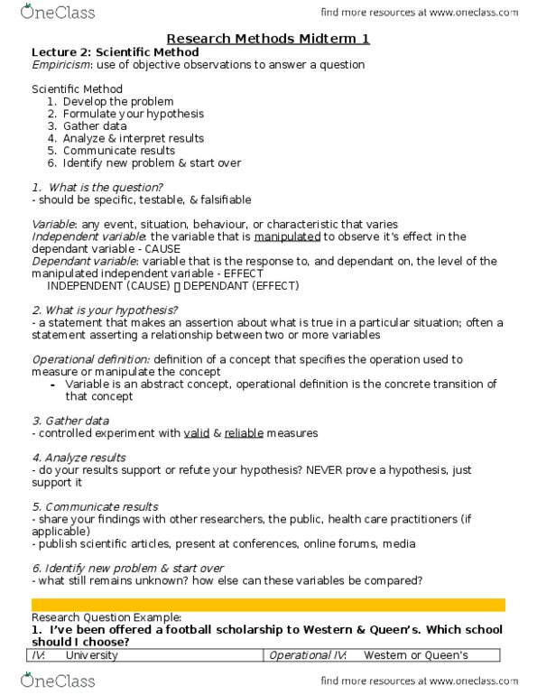 Kinesiology 2032A/B Lecture Notes - Lecture 1: Posttraumatic Stress Disorder, N100, Simple Random Sample thumbnail