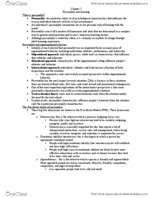 PSYCH 338 Chapter Notes - Chapter 2: Occupational Safety And Health, Job Satisfaction, Organizational Commitment thumbnail