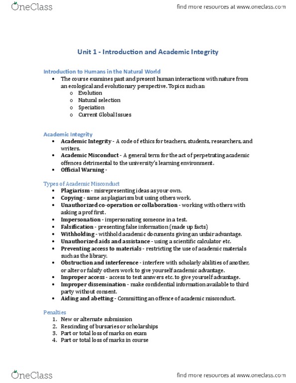 BIOL 1500 Chapter Notes - Chapter 1: Distance Education, Apa Style, Academic Integrity thumbnail