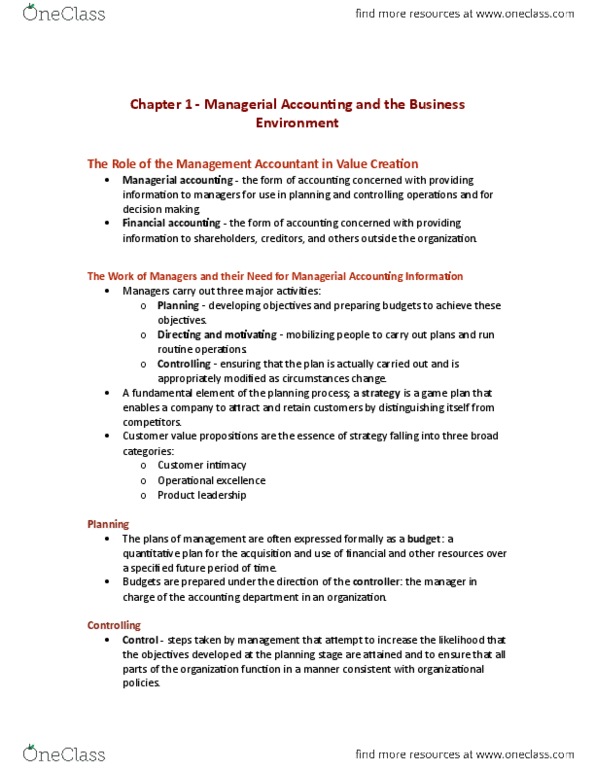 ACCT 2230 Chapter Notes - Chapter 1: Enterprise System, Dmaic, Enterprise Risk Management thumbnail