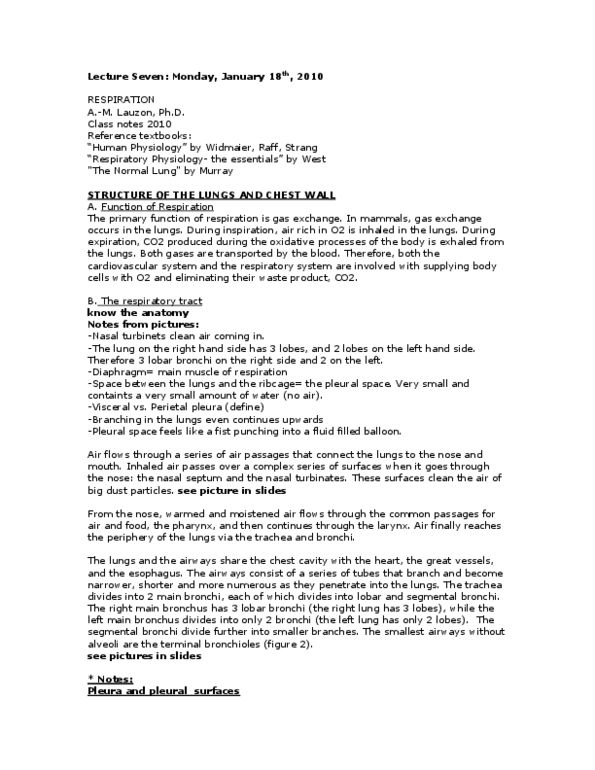PHGY 210 Lecture Notes - Lecture 7: Pulmonary Artery, Intercostal Muscle, Bronchial Circulation thumbnail