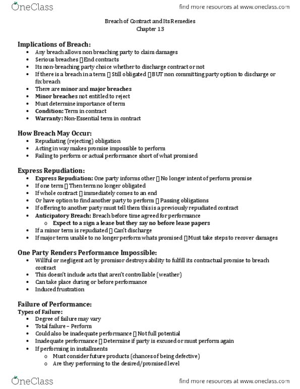 BU231 Chapter Notes - Chapter 13: Bona Fide Purchaser, Preposition And Postposition, Mental Distress thumbnail