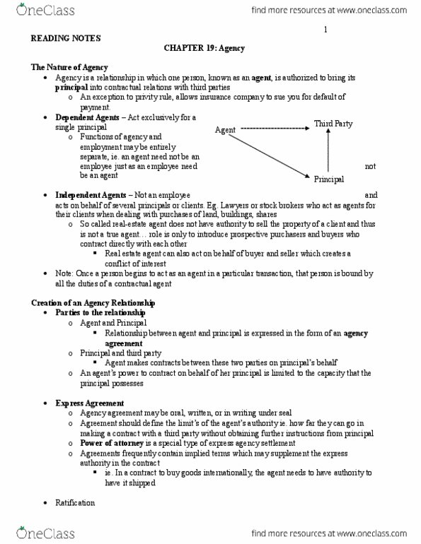 BU231 Chapter Notes - Chapter 19: Fiduciary, Listing Contract, Real Estate Broker thumbnail