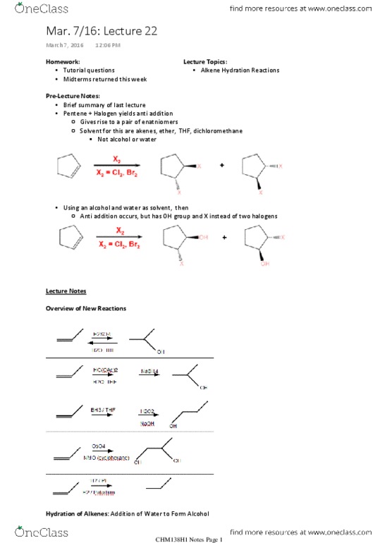 CHM136H1 Lecture Notes - Lecture 22: Hydroboration, Regioselectivity, Orbiting Solar Observatory thumbnail