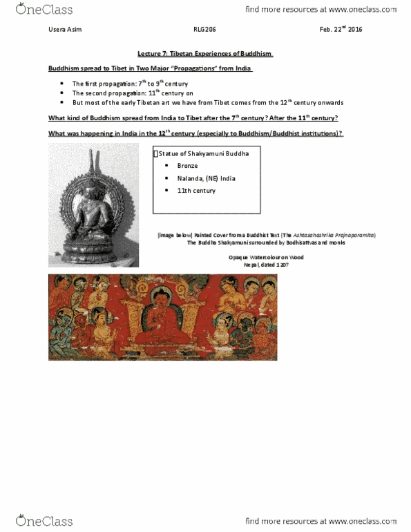 RLG206H5 Lecture Notes - Lecture 7: 14Th Dalai Lama, Free Free, Rosary thumbnail