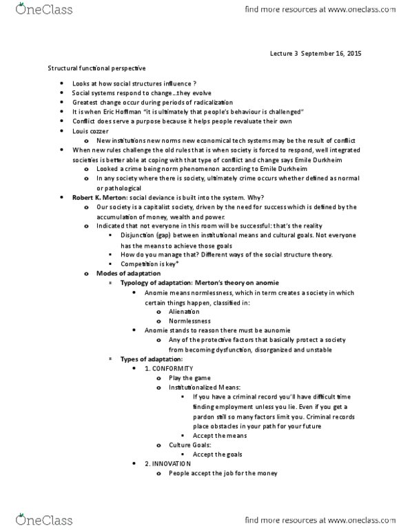 SOCI 2445 Lecture Notes - Lecture 3: Social Control, Psychopathy, Social Learning Theory thumbnail