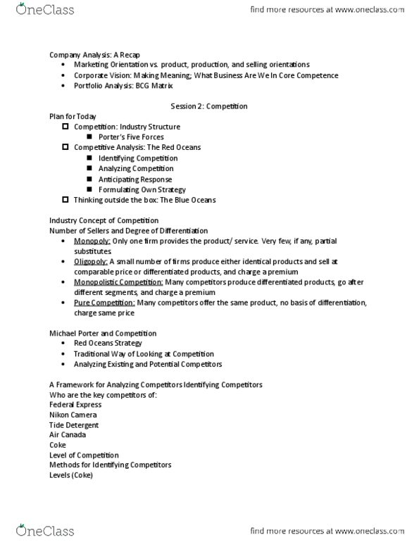 MGMA01H3 Lecture Notes - Lecture 3: Target Market, Mind Share, Marketing Mix thumbnail