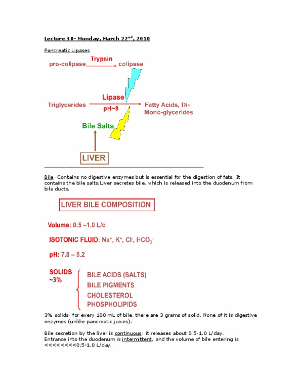 PHGY 210 Lecture Notes - Bile Acid, Duodenum, Gallbladder thumbnail