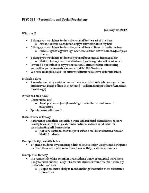 PSYC 333 Lecture Notes - Avoidance Coping, Reference Group, Personal Identity thumbnail