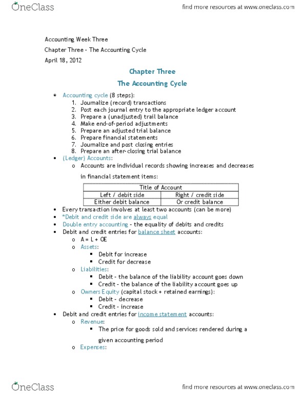 ACCT 115 Chapter 3: Accounting Chapter Three thumbnail