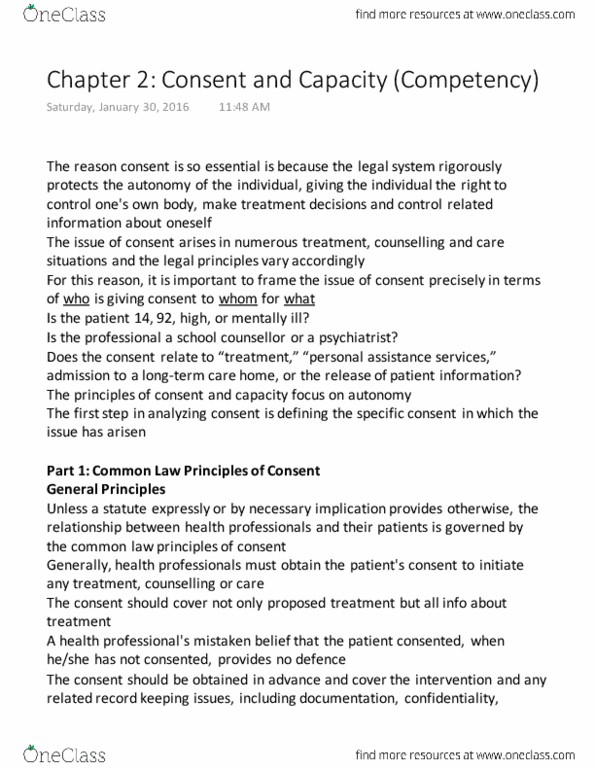 Law 3101A/B Lecture 2: Chapter 2 Consent and Capacity (Competency) thumbnail