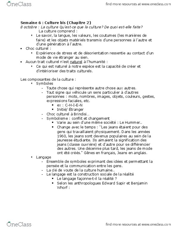 SOC 1501 Lecture Notes - Lecture 6: Dune, Le Monde, Inuit thumbnail