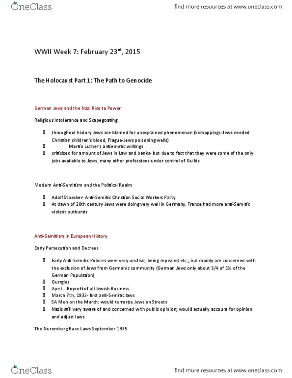 HST 802 Lecture Notes - Lecture 7: Madagascar Plan, Gas Van, Heinrich Himmler thumbnail
