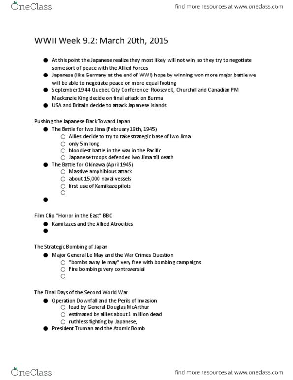 HST 802 Lecture Notes - Lecture 10: Potsdam Declaration, Operation Downfall, Hirohito thumbnail